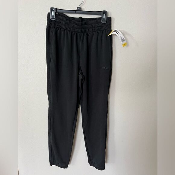 FILA Women’s French Terry Cloth Black Elastic Waist Joggers - Picture 2 of 9